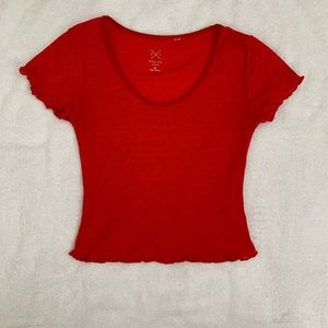PacSun Basics Red/Orange Scoop Neck Crop Top